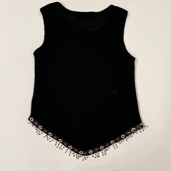 Truworths - Open Knit Sleeveless Top with Tribal Beaded Hemline in Black - Picture 5 of 9